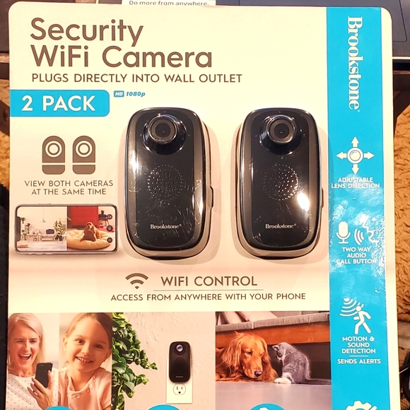 Brookstone HD 1080p Plug-in Security WIFI Camera 2-Pack BKWIFICAMSWC - Picture 1 of 3